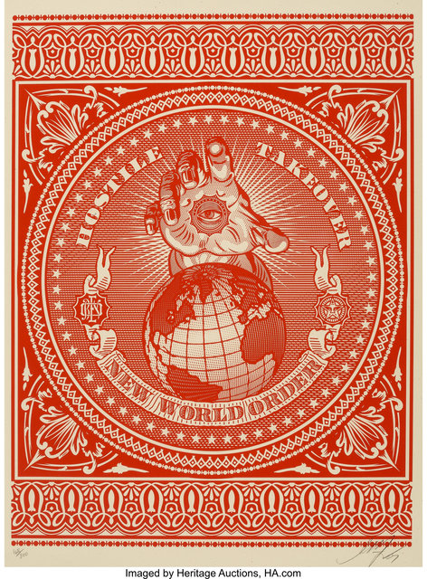 Shepard Fairey (OBEY), ‘Hostile Takeover (Red and Black) (two works)’, 2007, Heritage Auctions