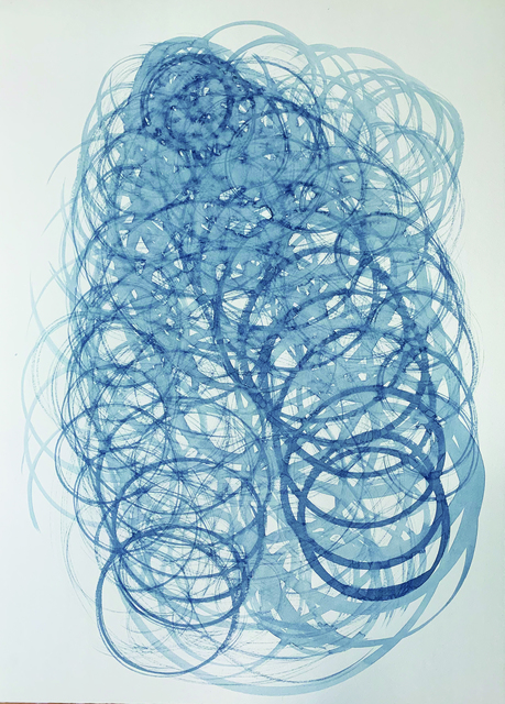 Masumi Sakagami, ‘Sunsun 0423 BLUE (Ver. New York, NY)’, 2019, Painting, Organic Pigment on Paper, Walter Wickiser Gallery