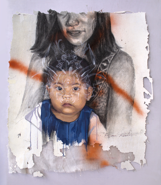 Jade Rivera, ‘Emilia’, 2019, Painting, Acrylic and charcoal on extract of wall, Dorothy Circus Gallery