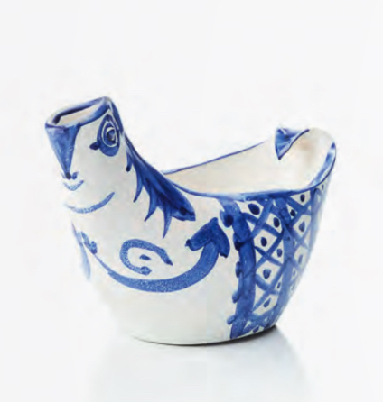 Pablo Picasso, ‘Pichet Poule’, 1954, Sculpture, Shaped piece turned in white faience earth with blue oxide decoration on white enamel, BAILLY GALLERY