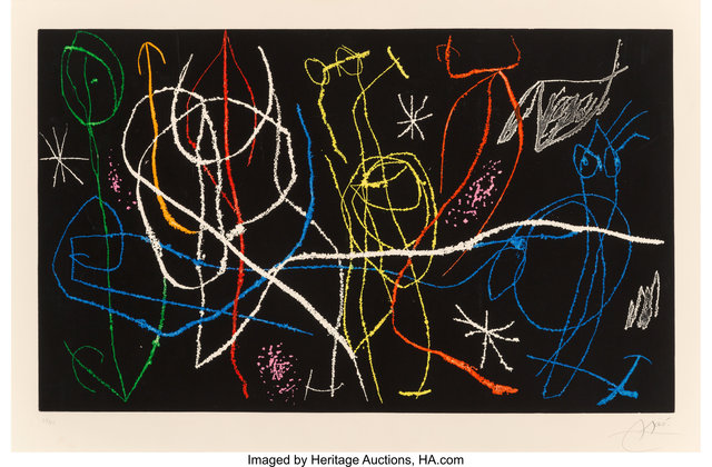 Joan Miró, ‘L'invitee du dimanche, au fond noir II’, 1969, Heritage Auctions
