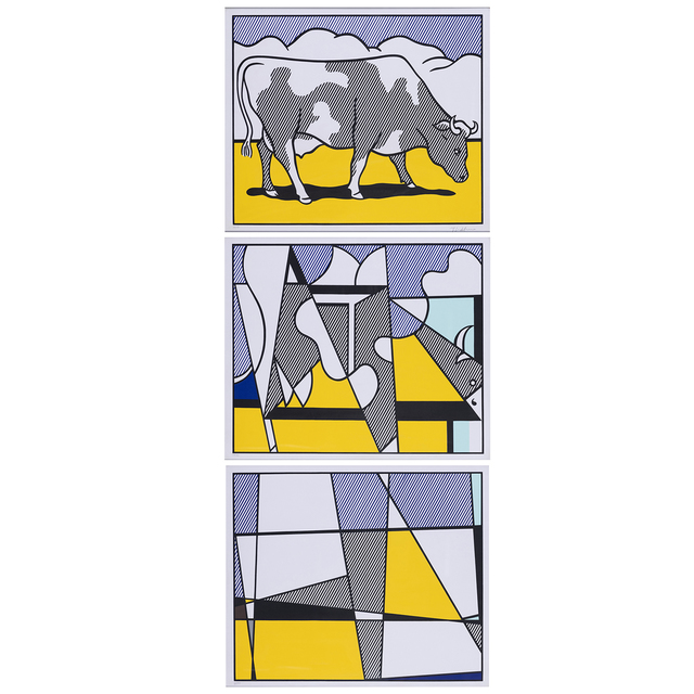 Roy Lichtenstein, ‘Cow Going Abstract - Triptyque’, 1982, Print, Suite of three screenprint in colors, PIASA