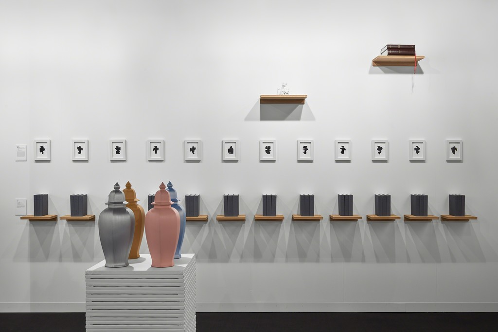 mfc-michèle didier gallery's booth (E8, Hall 2.0) in Art Basel 2017.
Works by Saâdane Afif, On Kawara, Allan McCollum and Claude Rutault.
Photo credit : Robert Glowacki mfc-michèle didier gallery's booth (E8, Hall 2.0) in Art Basel 2017.
Works by Saâdane Afif, On Kawara, Allan McCollum and Claude Rutault.
Photo credit : Robert Glowacki