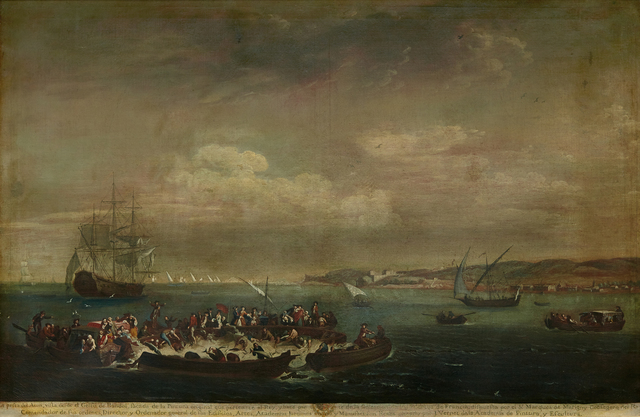 JUAN PATRICIO MORLETE RUIZ, ‘La pesca de atún vista desde el Golfo de Bandol’, Siglo XVIII, Mario Uvence