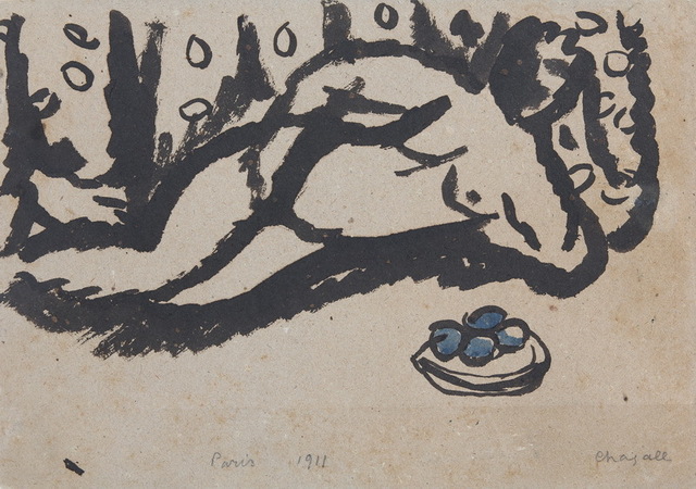 Marc Chagall, ‘Nu allongé à la coupe de fruits’, 1911, BAILLY GALLERY