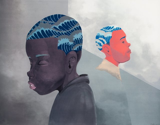 Hebru Brantley, ‘Two Men Sporting Waves’, 2019, Print, Lithograph in colors on BFK Rives paper, Heritage Auctions