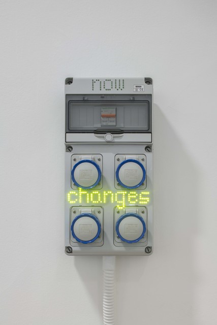 Hassan Khan, ‘Sentences for a New Order: now changes’, 2018, Installation, LED lights on Gewiss GW68003N electricity box, Galerie Chantal Crousel