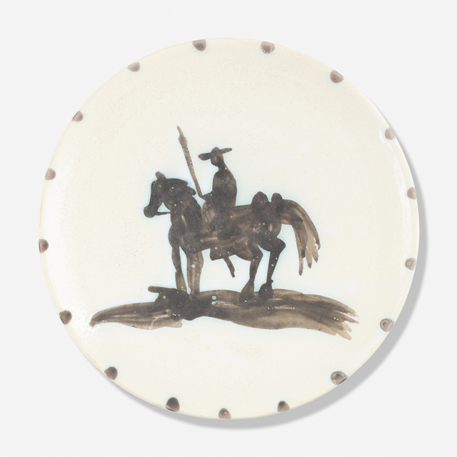 Pablo Picasso, ‘Picador plate’, 1952, Textile Arts, Glazed earthenware with oxidized paraffin decoration, Rago/Wright