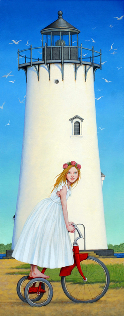Fred Calleri, ‘"Island Princess" Girl in White Dress on Red Tricycle with Lighthouse’, 2010-2017, Eisenhauer Gallery