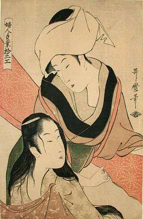 Kitagawa Utamaro, ‘Types of Women's Handicraft: Cloth-Stretcher’, ca. 1798, Print, Woodblock print, Scholten Japanese Art