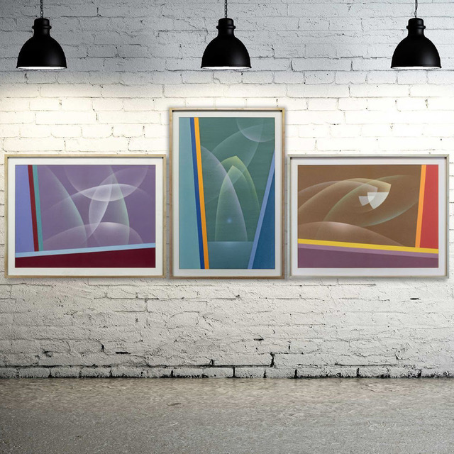 Raymond Jonson, ‘A Trilogy, Vistas 1-3’, 1948, Painting, Watercolor on board, Addison Rowe Gallery