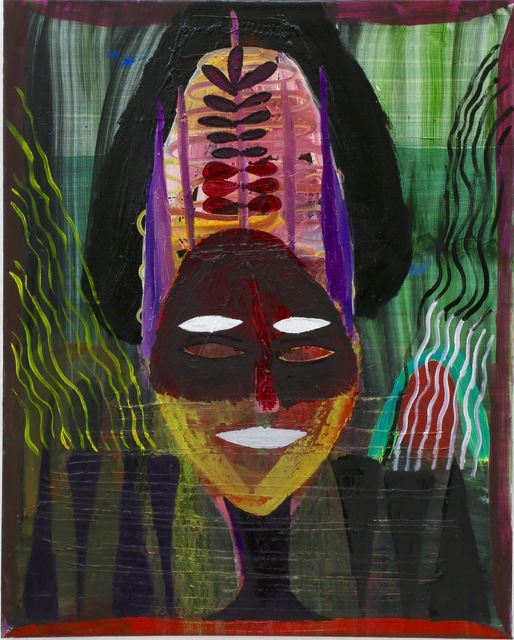 Matthias Dornfeld, ‘Untitled (maskenartiges Gesicht und andere komische Sachen)’, 2015, Painting, Oil on canvas, Waldburger Wouters