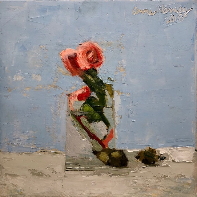 Anne Harney, ‘"Acorns and Pansies" painterly still life of red flowers in a clear vase’, 2010-2018, Eisenhauer Gallery