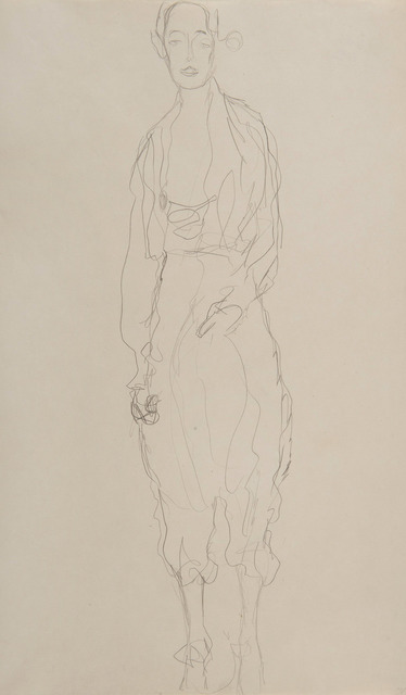 Gustav Klimt, ‘Portrait d'une femme debout en pantalon’, 1916-1918, Drawing, Collage or other Work on Paper, Pencil on paper, HELENE BAILLY GALLERY