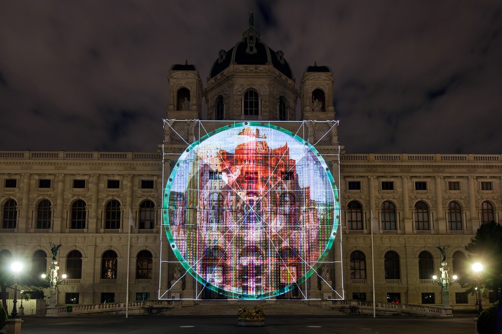 AROTIN & SERGHEI, "INFINITE SCREEN – The Babel Tower", Kunsthistorisches Museum Vienna, 2016, Courtesy: museum in progress (www.mip.at) AROTIN & SERGHEI, "INFINITE SCREEN – The Babel Tower", Kunsthistorisches Museum Vienna, 2016, Courtesy: museum in progress (www.mip.at)