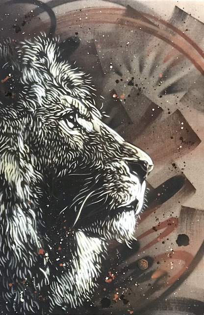 C215, ‘Lion’, 2018, Painting, Stencil, spray paint and acrylic on canvas, Mazel Galerie