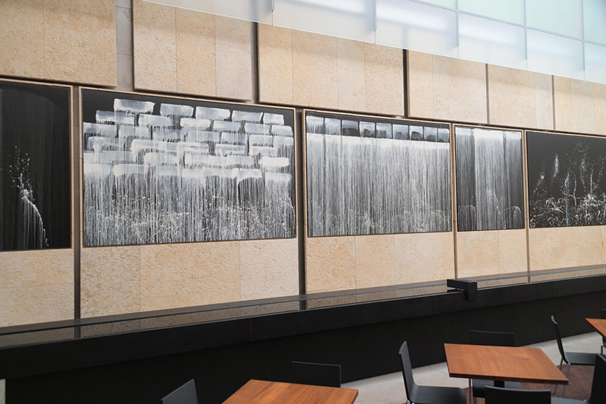 Pat Steir Silent Waterfalls: The Barnes Series, 2019. The Barnes Foundation, installation view. Image © The Barnes Foundation / Photo by J. Ramsdale Pat Steir Silent Waterfalls: The Barnes Series, 2019. The Barnes Foundation, installation view. Image © The Barnes Foundation / Photo by J. Ramsdale