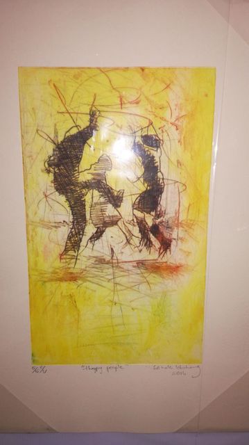 Lebohang Sithole, ‘Happy People’, 2019, Painting, Drypoint on paper, ARTsouthAFRICA