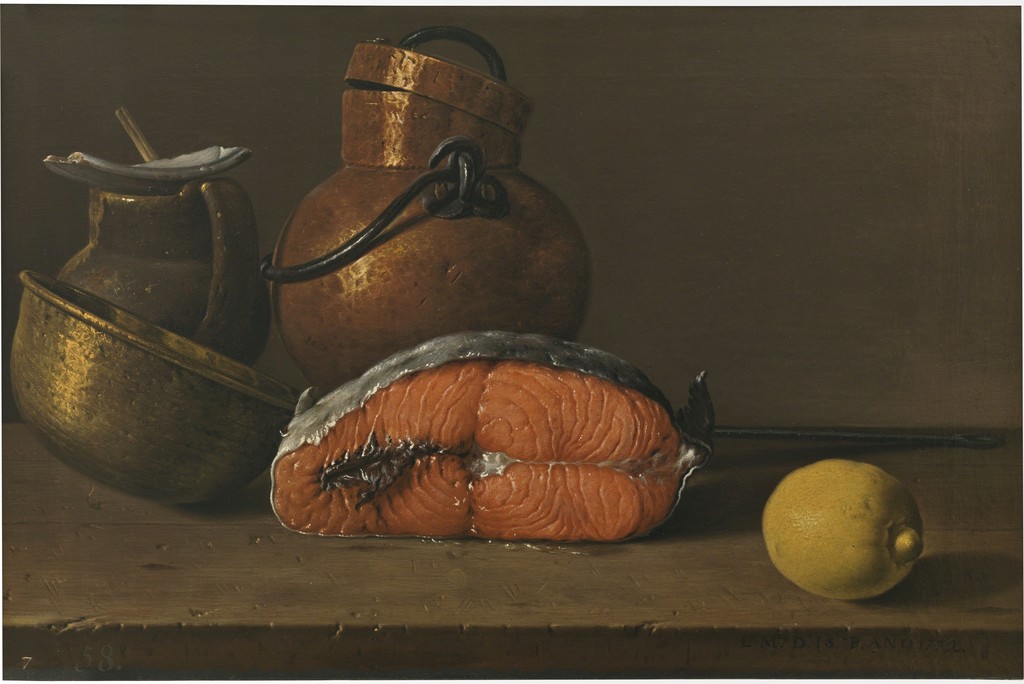 Luis Egidio Meléndez, Still Life with Salmon, Lemon and Three Vessels / Bodegón con salmón, limón y recipients 1772 Oil on canvas, 41 x 62,2 cm © Museo Nacional del Prado Luis Egidio Meléndez, Still Life with Salmon, Lemon and Three Vessels / Bodegón con salmón, limón y recipients 1772 Oil on canvas, 41 x 62,2 cm © Museo Nacional del Prado