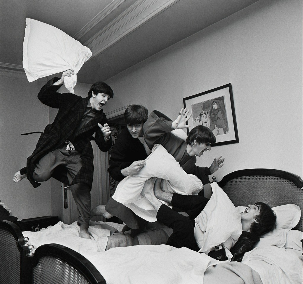 Image result for Beatles Pillow Fight, George V Hotel, Paris, 1964