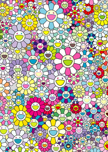 Takashi Murakami, ‘Champagne Supernova: Multicolor + Pink and White Strips’, 2018, Print, Offset print with silver, Lougher Contemporary