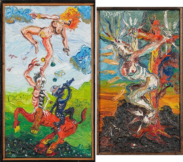 Peter Dean, ‘Two Works of Art: The Act, White Lamb’, Painting, Oil on panel, oil on board, Rago/Wright