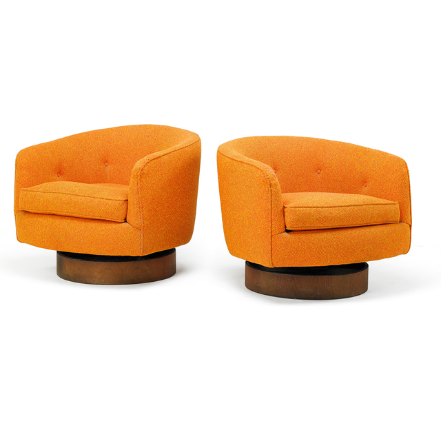 Milo Baughman, ‘Pair of tilt-swivel lounge chairs’, 1970s, Rago/Wright