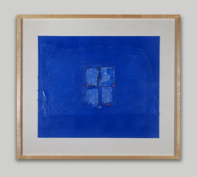 Adja Yunkers, ‘Blind Window of Night’, 1982, Painting, Collage on Paint, Approximately Blue
