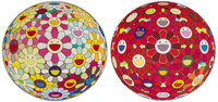 Takashi Murakami - Flower Ball (3D) Red Cliff; and Flower Ball (3D) Margaret