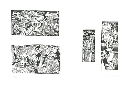 Johannes Grützke, ‘Bilder aus Bongs Stall’, 2012, Print, Linocut, Sylvan Cole Gallery