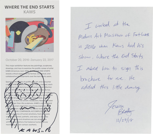 KAWS, ‘Untitled’, 2016, Other, Ink on exhibition flyer, Heritage Auctions