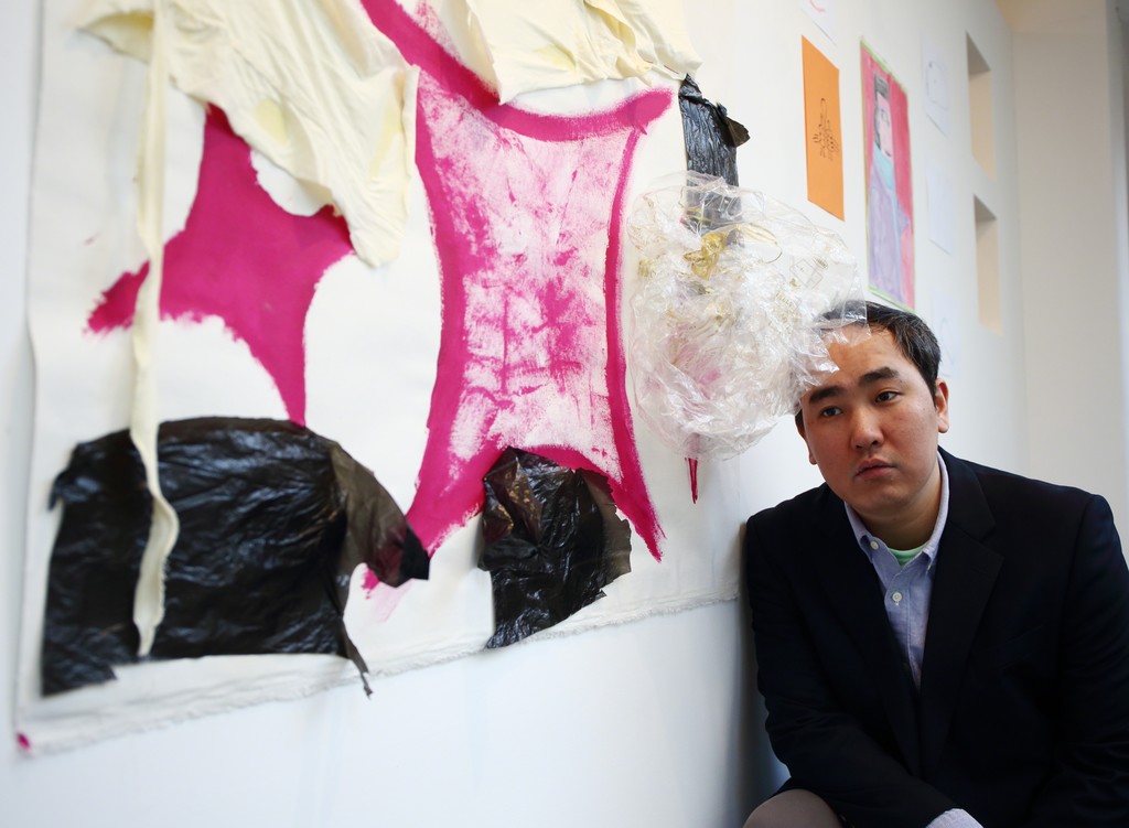 Artist Yoonkee Kim and his work, "Seaweed Farm" (2015). Artist Yoonkee Kim and his work, "Seaweed Farm" (2015).