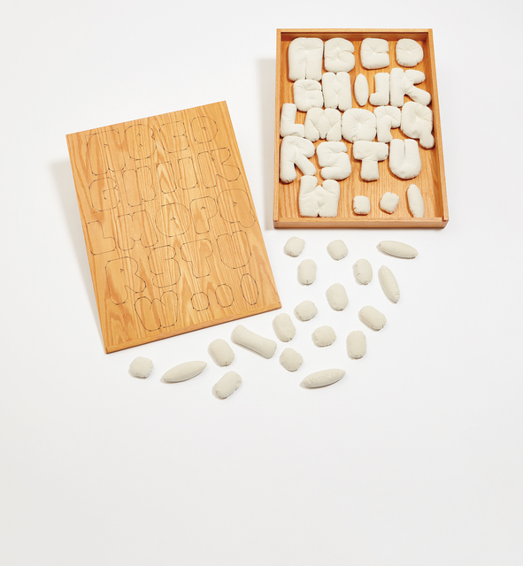 Claes Oldenburg, ‘Soft Alphabet’, 1978, Other, The complete set of 41 sewn cotton, sand-filled bags, contained in the original wooden box with screenprinted soft alphabet in black., Phillips