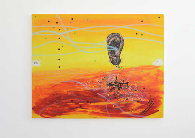 Yael Kanarek, ‘Ear Pop’, 1995, Painting, Acrylic, candy sprinkles, and marker on canvas, bitforms gallery