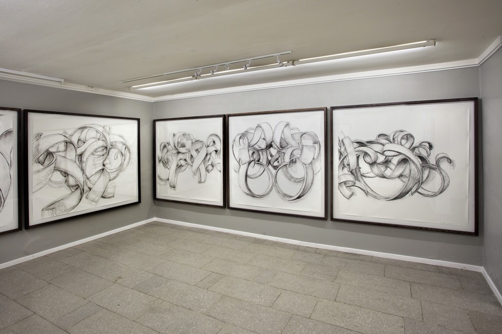 Eva Steen Christensen: Observatory. Installationview showing "Registration # 1 - 4" (from right to left). Charcoal drawings. Eva Steen Christensen: Observatory. Installationview showing "Registration # 1 - 4" (from right to left). Charcoal drawings.