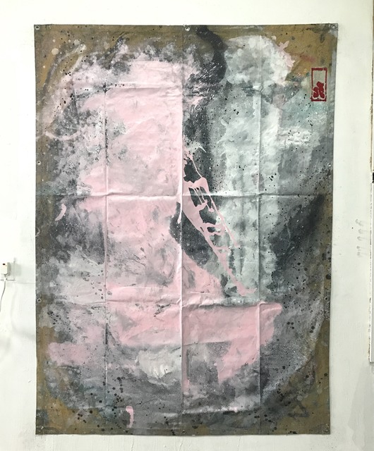 James Greco, ‘Tarp Painting 15’, 2017, Drawing, Collage or other Work on Paper, Spray enamel on canvas tarp, Elga Wimmer PCC