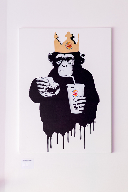 Thirsty Bstrd, ‘Fast Food Monkey: Burger King ’, 2018, Painting, Spray paints and stencil on canvas, Reem Gallery