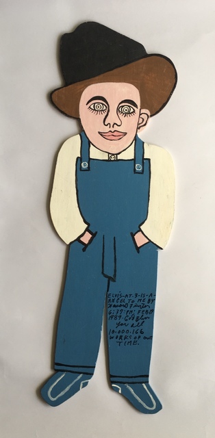 Howard Finster, ‘Elvis at 3 is an Angel to Me’, 1989, Painting, Enamel, acrylic and marker on wood, Beatrice Wood Center for the Arts