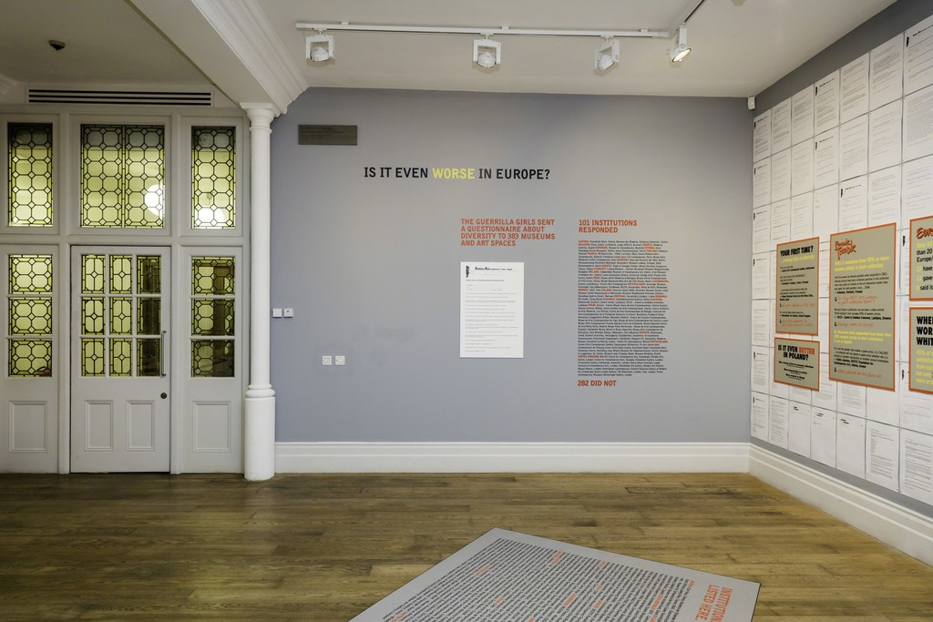 Whitechapel Gallery Guerrilla Girls Commission: Is it even worse in Europe? (2016) Photo: Steven White Whitechapel Gallery Guerrilla Girls Commission: Is it even worse in Europe? (2016) Photo: Steven White