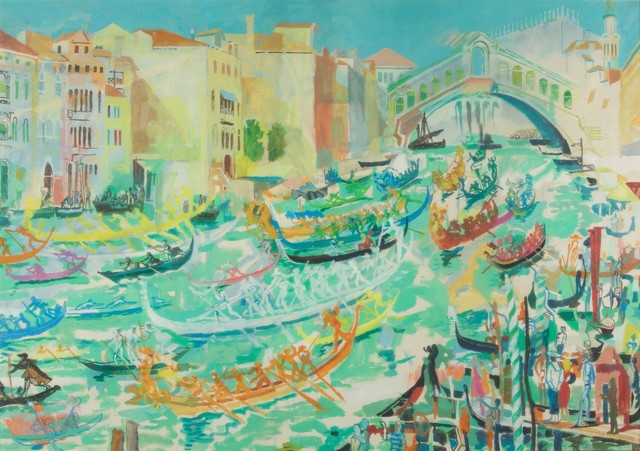 Fulvio Bianconi, ‘Regatta on Canal Grande’, 1960 ca, Painting, Oil on canvas, Cambi