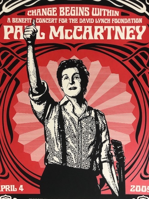 Shepard Fairey, ‘"Paul McCartney NYC Change Begins Within"’, 2009, Print, Screen Print On Thick Speckle Tone Paper, New Union Gallery