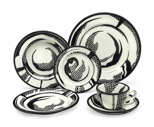 Roy Lichtenstein, ‘Dinnerware: ten place settings’, 1966, Print, The set of sixty glazed ceramics in black and white, Christie's