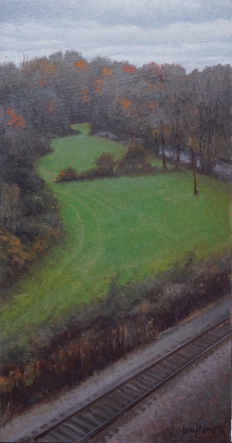 Luke Allsbrook, ‘Dark Evening with Green Field’, 2018, Painting, Oil on Panel, Shain Gallery