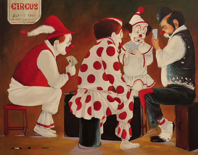 Hal Crecy, ‘Hobo & Three Clowns at Poker’, The Illustrated Gallery