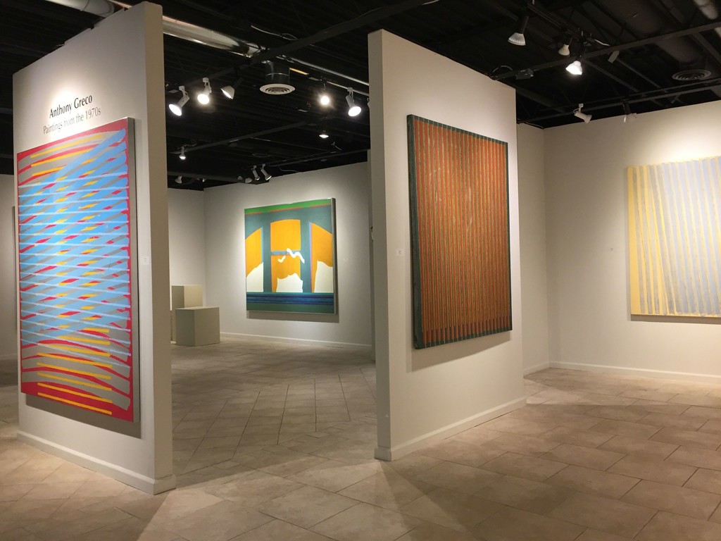 Anthony Greco: Paintings from the 1970s. Left to Right: 314/Three (1974), Curtains#3 (1970), 314/Eight (1975), 314/Nineteen (1977) Anthony Greco: Paintings from the 1970s. Left to Right: 314/Three (1974), Curtains#3 (1970), 314/Eight (1975), 314/Nineteen (1977)