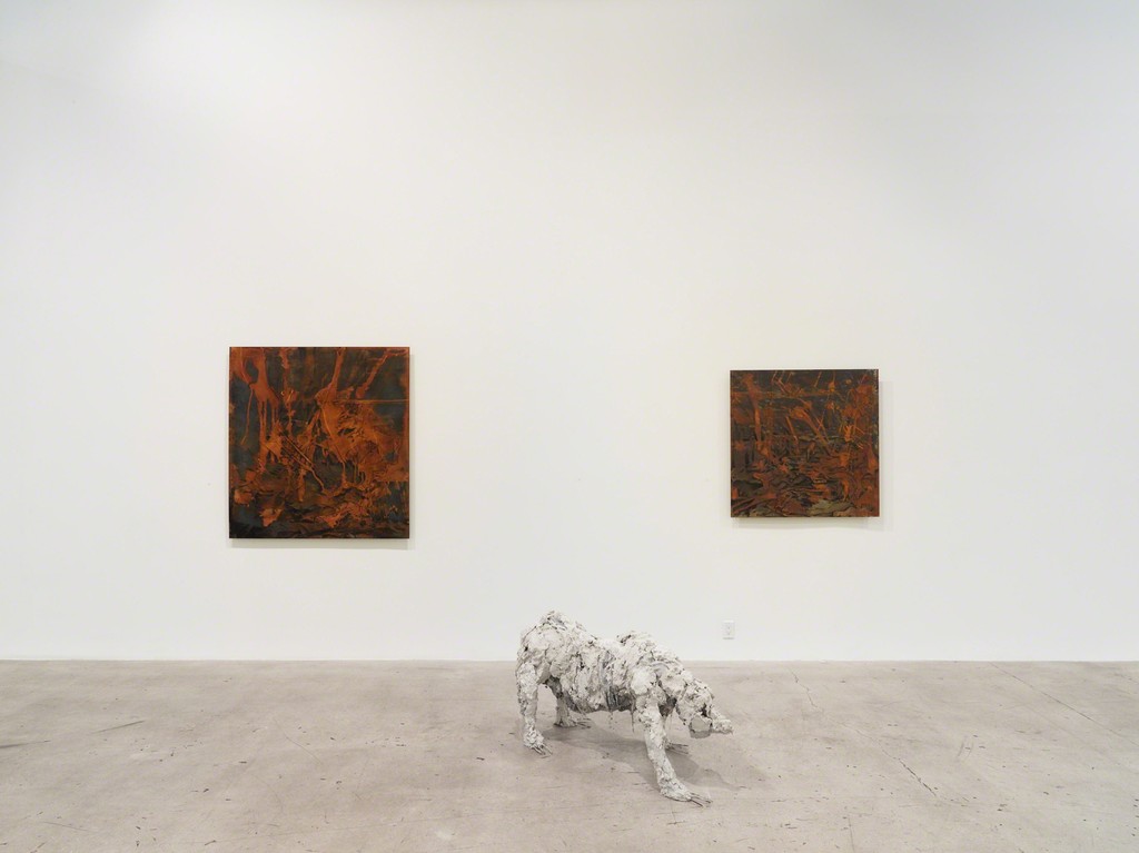 Installation view of "Transfigured." with paintings and sculpture by Lionel Sabatté Installation view of "Transfigured." with paintings and sculpture by Lionel Sabatté