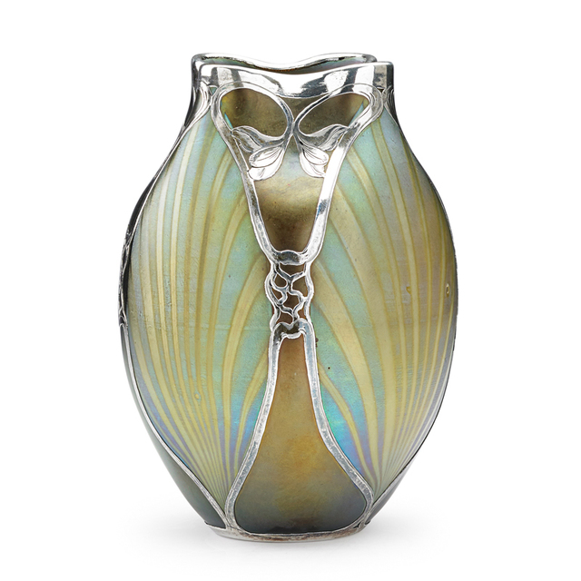 Loetz, ‘Vase With Floral Overlay, Austria’, ca. 1900, Rago/Wright