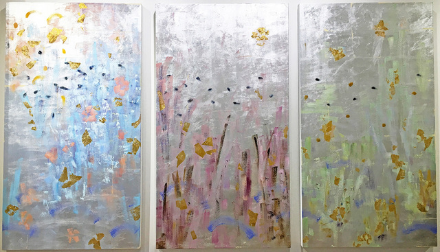 Michelle Sakhai, ‘Synergy (Triptych)’, 2016, Painting, Oil and metal leaf on canvas, Madelyn Jordon Fine Art