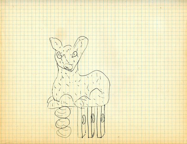 Eric Bainbridge, ‘Study for Handle (Bambi From The Rear)’, 1986, Drawing, Collage or other Work on Paper, Ink on lined paper, WORKPLACE