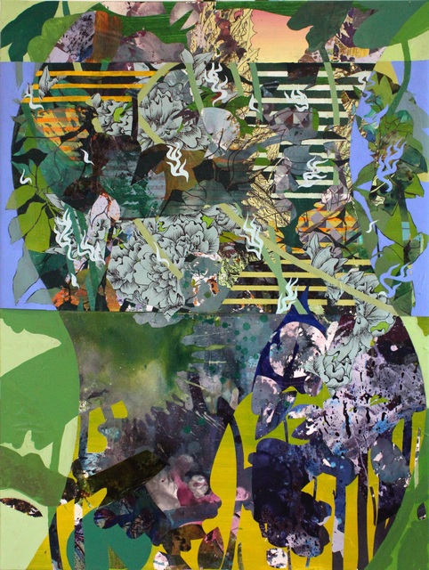 Katherine Tzu-Lan Mann, ‘Leaves into Fish’, 2019, Painting, Acrylic, vinyl collage and sumi ink on stretched paper over canvas, Morton Fine Art